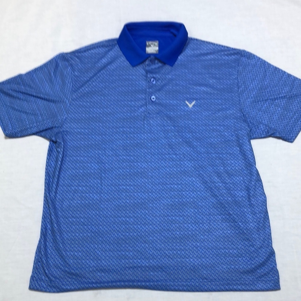 Callaway Blue Opti-Dry All Over arrow shapes Golf Polo Shirt (M)